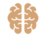 Stylized brain illustration on black background.