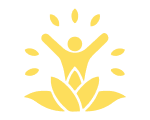 Yellow abstract figure with lotus and leaves.