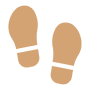 Footprints icon on a black background.
