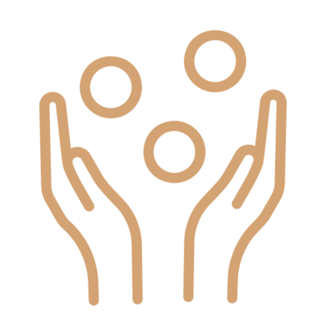 Hands juggling three balls icon.