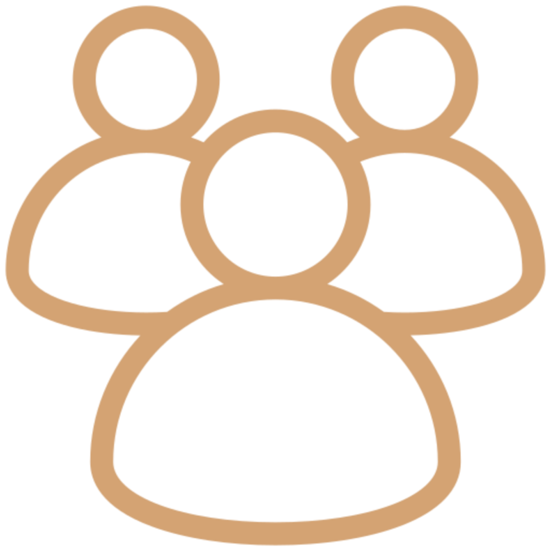 Three outlined people icons in a group.