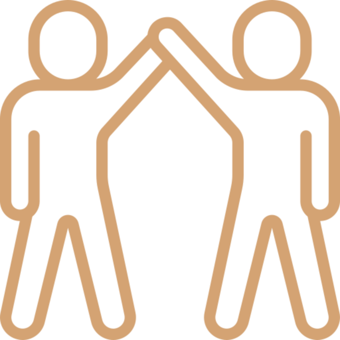 Two stick figures high-fiving each other.